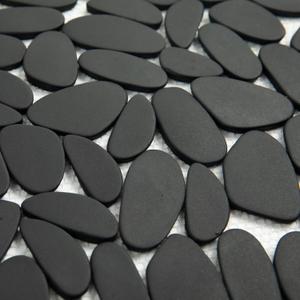 Lovdeco Black Pebble Tile Shower Floor, Elongated Mosaic Pebble Backsplash for Wall, Stone Tiles for Bathroom and Outdoor Garden, 5 Sheets, Matte and Flat Surface