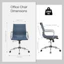 Office Chair, PU Leather Mid Back Swivel Desk Chair,Navy | Ribbed padded seat, adjustable height, swivel wheels and armrests for conference rooms, executive offices and home desks, Navy 