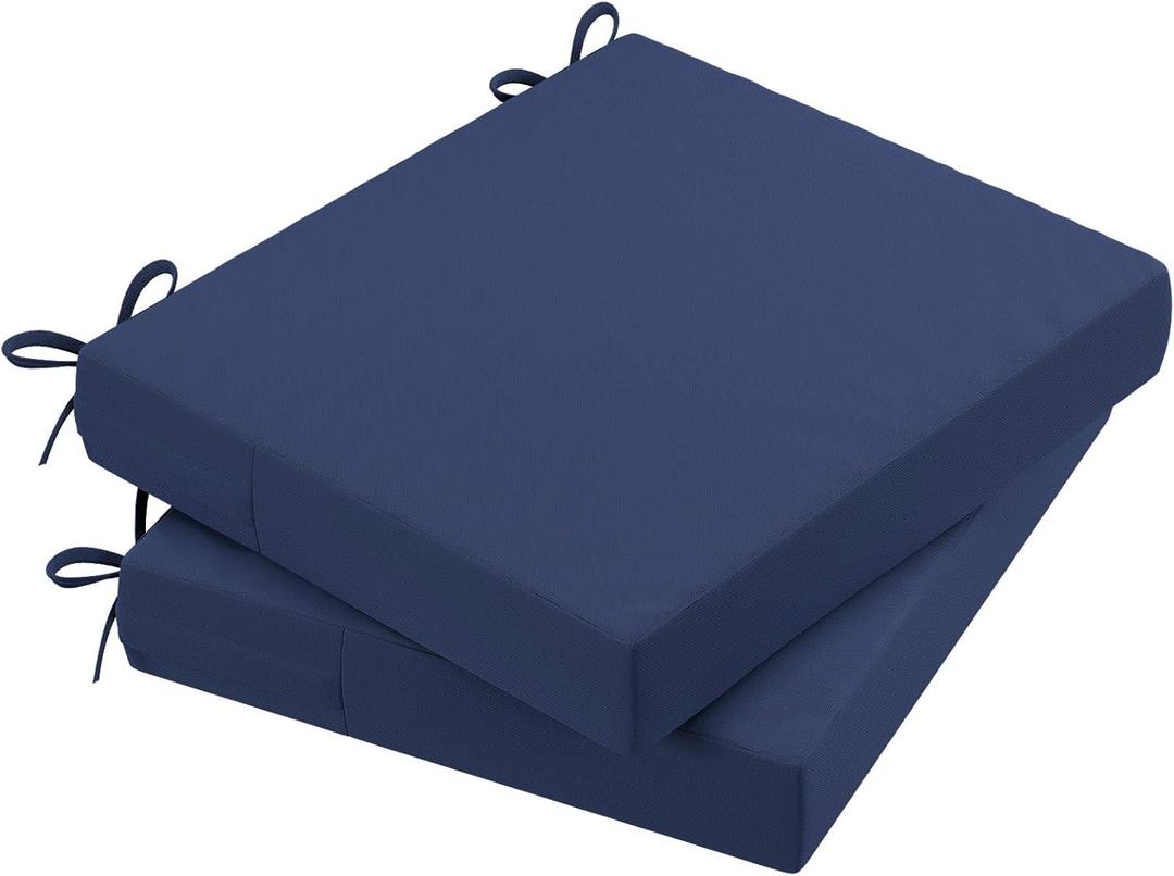 AAAAAcessories Outdoor Seat Cushions for Chairs, Waterproof, Fade-Resistant, 20" x 18" x 3", Patio Furniture Replacement Cushions, Set of 2, Navy Blue