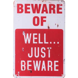 10 x Alotpower Halloween Decorations Metal Tin Sign for Outdoor Yard, Garage Wall, Rustic Vintage Beware of Well Just Beware, 7.8x11.8in