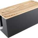 Cable Management Box, Wood Cable Organizer, 2 Open Slots Cord Hider Box, Power Strip Holder Under Desk Organizer, Cable Storage Box for Home, Office, Router Wires, 13" x 5.5" x 5.5", Black