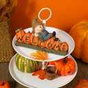 Shellwei Scarecrow Thanksgiving Decor Gift Fall Pumpkin Welcome Figurines Resin Table Decor Fall Tiered Tray Decorations for Halloween Thanksgiving Indoor Outdoor Decorations