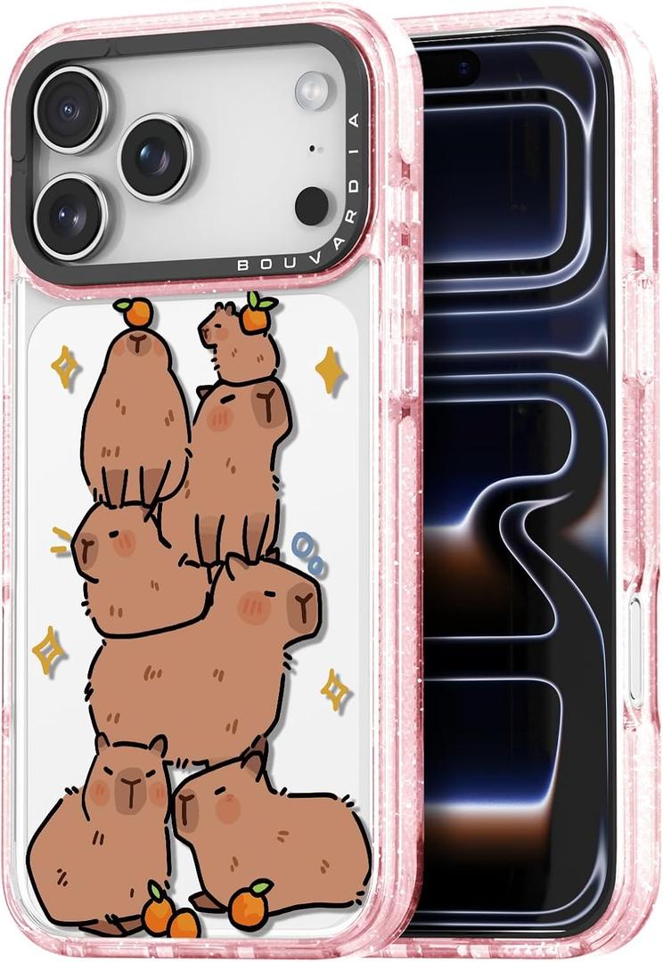 Bouvardia for iPhone 17 Pro Case, Cute Girly Design for Women, Shockproof & Aesthetic, Capybaras