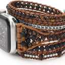 Boho Bracelet Compatible with Beaded Apple Watch Band 41mm/38mm/40mm 49mm/45mm/46mm/44mm/42mm - Handmade Multilayer 5 Wrap Apple Watch Strap for Women Men Natural Stone iWatch Band Series 11 10 9 8 7 6 5 4 3 2 1 SE3 Ultra 3