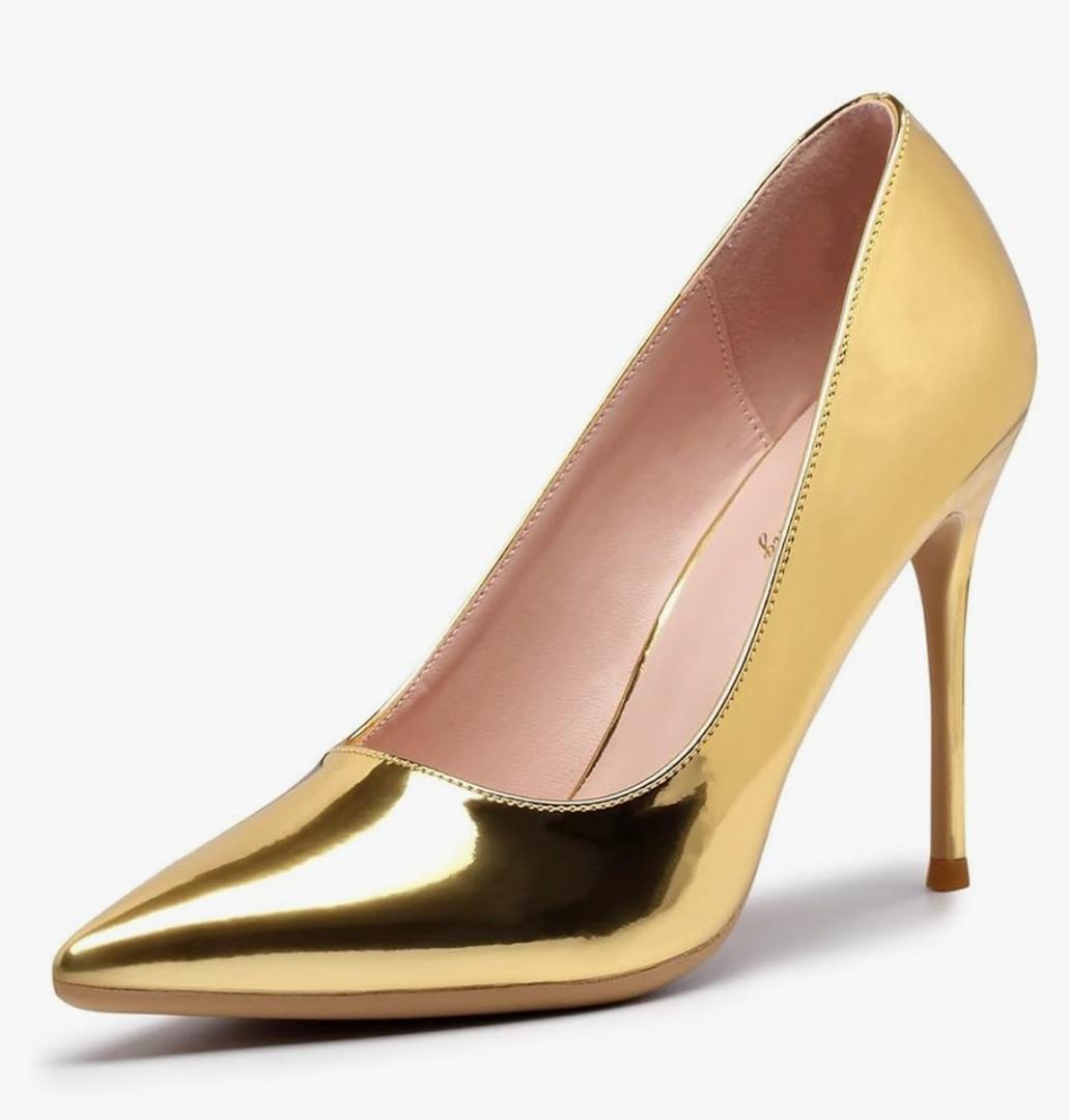 GENSHUO Women's Closed Toe Stiletto High Heels Dress 4 Inch Heeled Pointed Toe Party Homecoming Wedding Pump Shoes 8.5