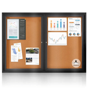 Enclosed Bulletin Board Outdoor Noticeboard with Locking Door, Weather-Resistant, Cork, Black Aluminum Frame, 48 x 34 in