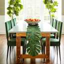 AerWo 4Pcs Artificial Palm Leaves Table Runners 72 Inch, Tropical Palm Leaves Table Runner Faux Leaf Table Cloth for Wedding Hawaiian Luau Jungle Summer Party Tropical Baby Shower Table Decorations