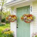 Elyum Artificial Hanging Flowers for Outdoors, UV Resistant Fake Flowers with Hanging Baskets, Artificial Flowers for Decoration Outdoors Garden, Spring Decor for Patio Porch(Mixed Color)