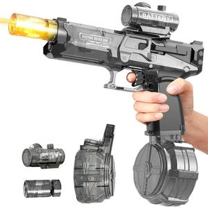 Electric Water Gun for Adults Kids,Automatic High Power Water Squirt Gun with Realistic Led Gun Muzzle Flame,Large Capacity Water Storage Tank 28-32 Ft Range,Summer Outdoor Pool Beach Party Toys