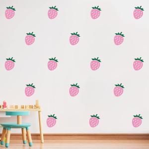 Red Strawberry DIY Wall Decor Stickers Kids Room Baby Nursery Decor Peel and Stick Baby Girl Room Decoration BK011 (Light Pink)