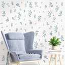 Watercolor Leaves Wall Stickers Blue Country Leaf Wall Decals Peel and Stick Small Tree Leaf Wall Stickers Removable Botanical Plant Leaves Wall Decals for Bedroom Living Room Decor