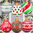 6 Pcs 24 Inch Inflatable Christmas Balls Large PVC Christmas Hanging Ornaments Oversized Christmas Tree Balls Blow up Christmas Balls Decorations for Yard Lawn Porch Party Decor