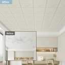 Alow Ceiling Tiles, 16pcs Tiles Peel and Stick, 3D Foam Ceiling Sticker for Interior Decor in Wall,(13.8 x 13.8In Covering 21 sq.ft White) (Lucky)