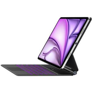 Jibrealg Magic Keyboard for iPad Air 13(M3 2025/M2 2024) & iPad Pro 12.9 (6th/5th/4th/3rd Gen), Slim Case with Keyboard, Lightweight Keyboard Case with Multi-Touch Trackpad, 7-Color Backlit, Black