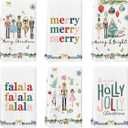 Artoid Mode Nutcracker Xmas Tree Holly Ornament Motto Merry Christmas Kitchen Towels Dish Towels, 18x26 Inch Farmhouse Decoration Hand Towels Set of 6