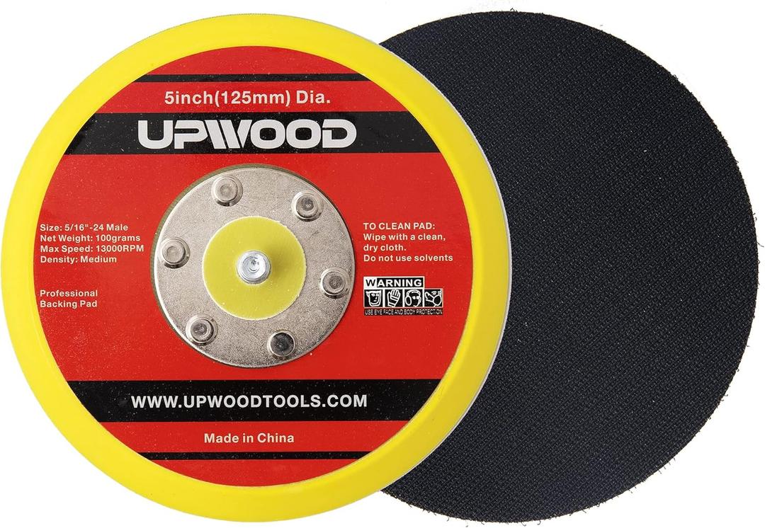 2 pcs 5" Hook and Loop Backing Pad for Air Sander Polisher, 5/16" Arbor with 24 Thread 1,3000RPM DA Sanding Pad