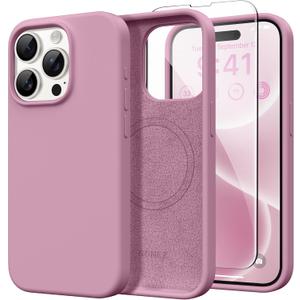 GONEZ Magnetic for iPhone 15 Pro Max Case, [Compatible with MagSafe] Anti-Scratch Microfiber Lining & Screen Protector, Shockproof Slim Phone Silicone Cover 6.7 inch, Blackcurrant