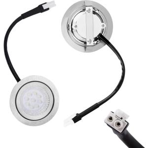 Gosknor 2pcs EL Male Plug Range Hood Light Bulbs Recessed, 6.8cm/2.68in Diameter DC 12V 6500K Stainless Steel Range Hood LED Light Replacement Lights Accessories for Stove Kitchen