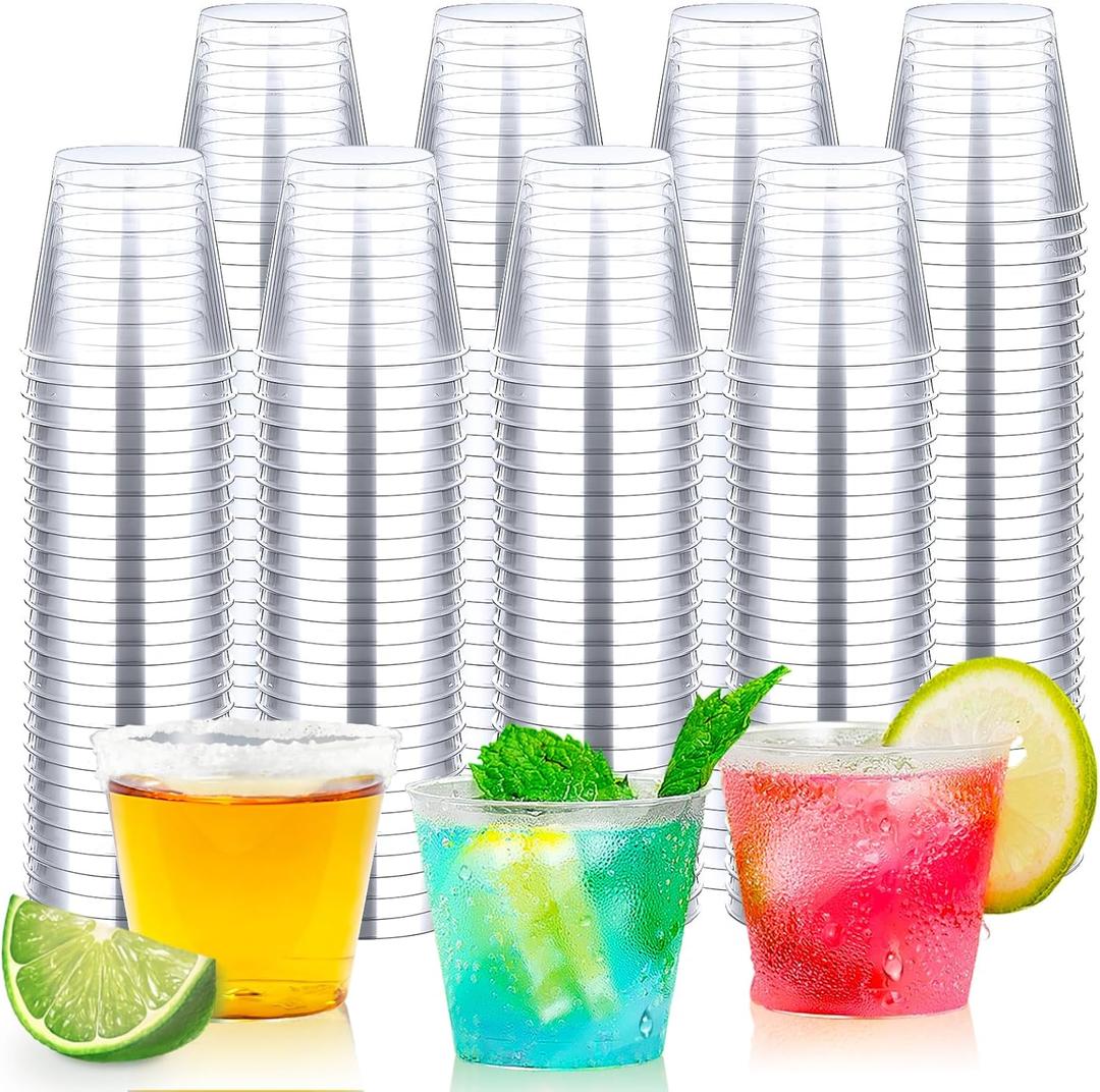 Byvivace Shot Glasses, 500 Counts 1OZ. Disposable Plastic, Clear, Crack Proof, 1.0 Ounces, Modern Design for Parties