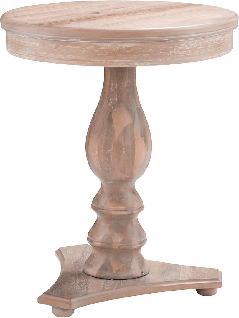 Powell Finley Natural Pedestal Accent Side Table with Round Top, Standard