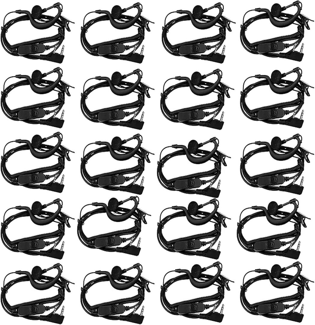 Retevis Volume Adjustment Controls Walkie Talkie Earpiece with Mic, Coil Tube, for RT22 RT68 RT21 H-777 H777H, Compatible with Pxton, Baofeng, Kenwood Two Way Radio, 2 Way Radio Earpiece(20 Pack)