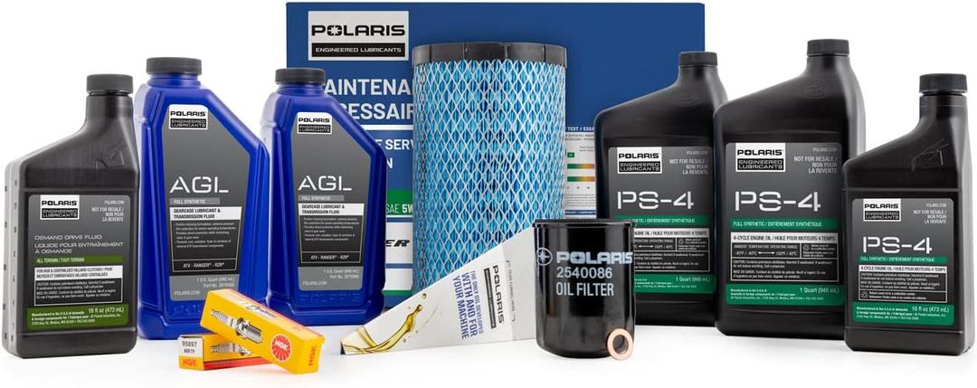 Polaris Service Kit for RANGER 1000 XP, 1000 CREW XP Models and More, Includes Demand Drive Fluid, AGL Fluid, PS-4 5W-50 Full Synthetic Oil, 1 Air Filter, 1 Oil Filter, Genuine OEM - Part 2830556