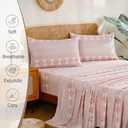 Boho Sheet 4 Pieces Queen Sheet Set Bohemian, Boho Sheets Soft Microfiber Deep Pocket, Western Sheets Geometric(Queen, Pastel Pink Geometric)