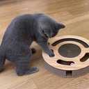 Cat Toy 3in 1 Kitten Puzzles Toys for Bored Indoor Cats with Cardboard and 2 Bell Balls Round Cats Scratcher