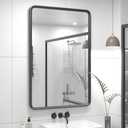 GOLOMO 24x36 Black Matte Bathroom Mirror for Wall, Rounded Rectangle Vanity Mirror for Bathroom, Tempered Glass, Anti-Rust, Shatterproof (Horizontal/Vertical)
