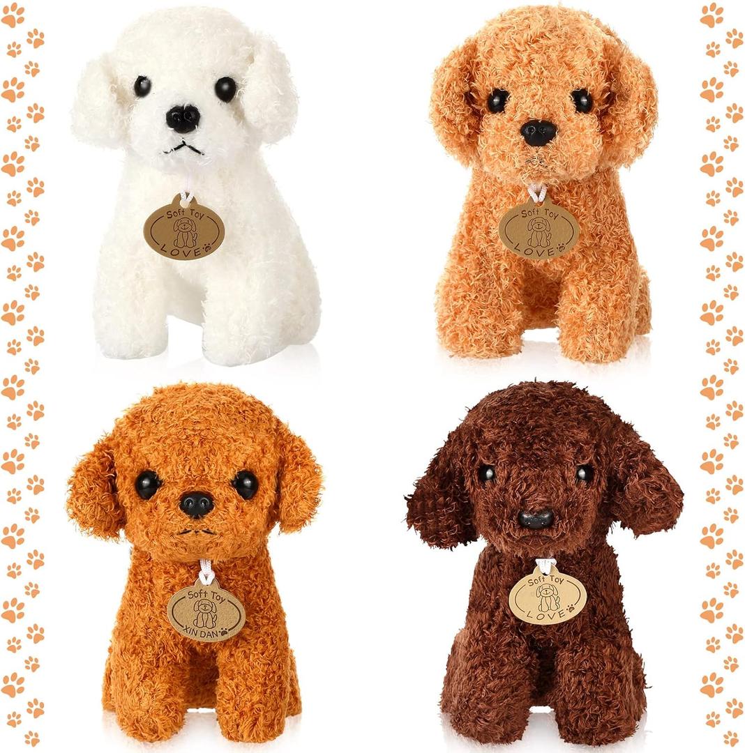 Civaner 4 Pcs Cute Dog Stuffed Animal Toy Puppy, 7 Inch Plush Dog Stuffed Puppy Animal for Boys and Girls, Party Decorations, Birthday Gifts (Cute)