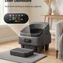 Open Top Automatic Litter Box, Smart Self-Cleaning Cat Litter Box, 10 Safety Sensors, 6" Large LED, Large Capacity for Multiple Cats with APP Control, Trash Bags/Cat Stair/Litter Mat, Grey