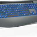 Wireless Keyboard with 7 Colored Backlit, Wrist Rest, Phone Holder, Rechargeable Ergonomic Computer Keyboard with Silent Key, Full Size Lighted Keyboard for Windows, MacBook, PC, Laptop (Gray)