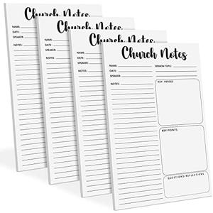 Geyee Church Notebook 5.5 x 8.5 Inch Tear Away Sermon Journal Christian Sticky Pads Religious Sticky Notepads Note Taking Supplies(4 Pcs)
