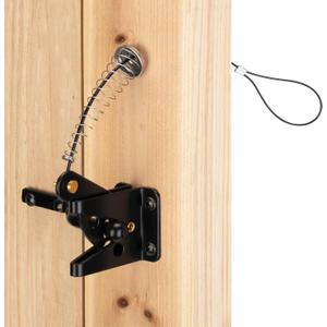 HILLMASTER 2 Pack Self Locking Gate Latch for Wooden Fence Heavy Duty,Gravity Lever Fence Door Latches with Steel Spring Cable Pull String Gate Hardware Gate Lock for Outdoor Secure Pool,Garden