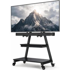 Perlegear Rolling TV Stand with Soundbar Mount for 43–83 inch TVs, 132 lbs
