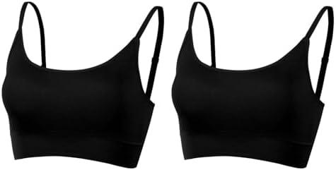 AMRIY Womens Sports Bras for Women Light Support Padded Workout Bras for Women Supportive Seamless Women's Wireless Yoga Bra, Black ,Size 2XL, 2 Pcs