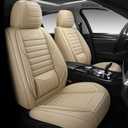 Fully Covered Automotive Car Seat Covers with Waterproof Nappa Leatherette Universal Fit for Most Cars Sedans SUVs and Pick-up Trucks with 5 Seats (Beige, Full Set)