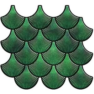Mosaicowall Peel and Stick Backsplash self Adhesive Tile,3D Wall PU Gel Vinyl Tiles for Home Decor, Stick on Kitchen Bathroom Backsplash (Set of 10 Tiles) (Green)