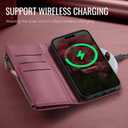 Defencase Compatible with iPhone 15 Pro Max Case Wallet with RFID Blocking Card Holder for Women Men, PU Leather Magnetic Snap Flip Zipper Strap Wallet Phone Case Fit for iPhone 15 Pro Max, Wine Red