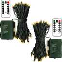 echosari 2 Pack Battery Operated Christmas Lights 16ft Green Wire 50 LED Fairy String Light with Remote, Timer, Dimmable for Xmas Tree Wedding Party Decor (Warm White)
