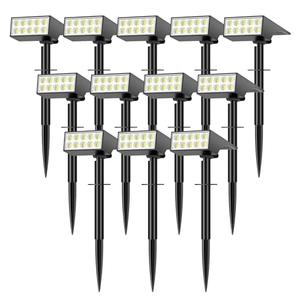 WENATY Solar Spot Lights Outdoor Waterproof, [12 Pack/4 Modes] Landscape Lighting Spotlights, Auto On/Off LED Solar Powered Yard Garden Flood Solar Light for Outside Pathway Wall Tree Pool,Cool White