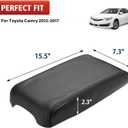 KBH Center Console Armrest Cover Replacement for Toyota Camry 2012 2013 2014 2015 2016 2017, Vinyl Leather, Car Arm Rest Lid Skin Upholstery, Black (Leather Part Only)