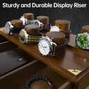 Wooden Watch Case, 2-Tier Watch Display Case Watch Box for Men, Watch Display Stand with Drawer Watch Collection Storage Watch Holder, brown