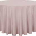 sancua Round Tablecloth - 108 Inch - Water Resistant Spill Proof Washable Polyester Table Cloth Decorative Fabric Table Cover for Dining Tables, Buffet Parties and Camping, Blush