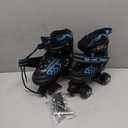 Adjustable Toddler Kids Roller Skates with Light Up Wheels for Boys Girls Beginners for Indoor Outdoor Sports, Color: Black&Blue, Size: Small - Little Kids