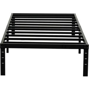 Wulanos Twin Size Bed Frame, 3500lbs Heavy Duty Metal Platform with Steel Slats Support, No Box Spring Needed, 14 inches high Bedframe with Ample Storage, Sturdy and Noise-Free, Black
