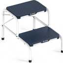 Two Step Stool for Adults, Heavy Duty Stepping Stool with Non-Slip Rubber Feet Metal Stool for Bedroom Kitchen Bed Steps for High Beds, 330 Lbs Capacity