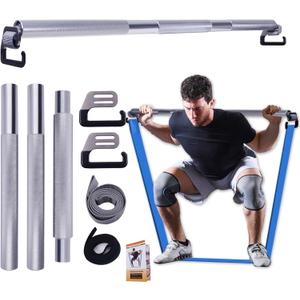 J Bryant Fitness Resistance Band Exercise Bar Large Hook 37.8" Length With Handles Heavy Duty Bar