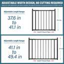 Deck Railing Gate Outdoor, Upgraded Expandable 3 to 4 FT.W x 32in.H, with Latch, No Cutting Required, Freestanding Pet Gate for Large Openings, Stairs, Hallways, Doorways, Deck, Yard (Black)