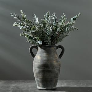 Emotionally Grounded Vase, Vaseking Large Ceramic Rustic Vase with 2 Handles, 9.8 inch Minimalist Decorative Farmhouse Tall Vases for Home Decor, Living Room, Enterway, Table Decoration, Bronze